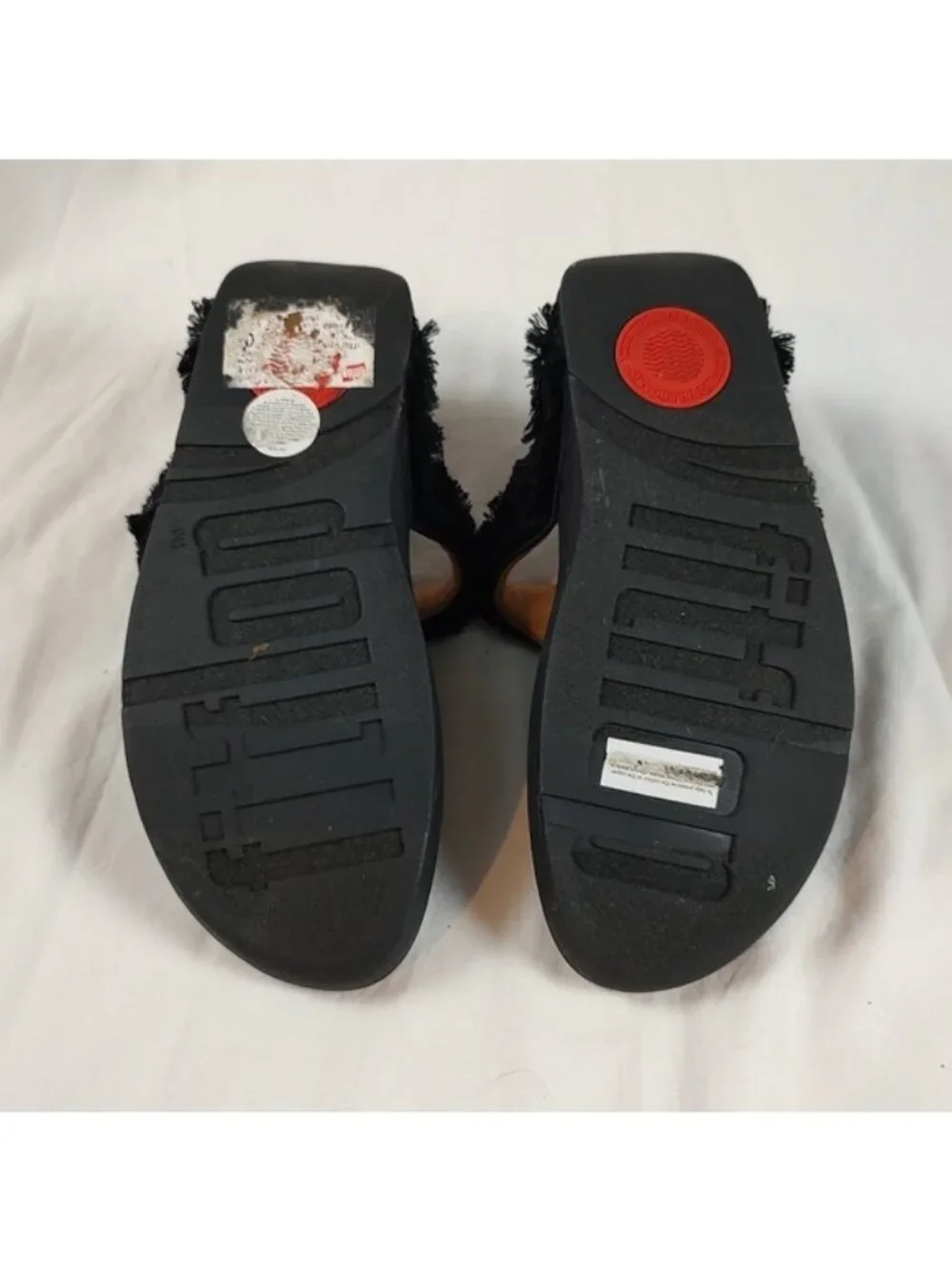 FitFlop Lottie Fringe Thong Sandals 8 Black